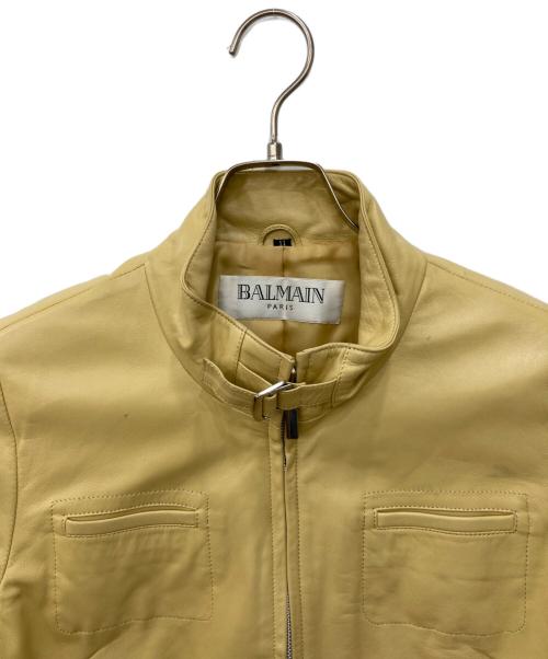BALMAIN（バルマン）BALMAIN (バルマン) ラムレザージャケット ベージュ サイズ:size11の古着・服飾アイテム