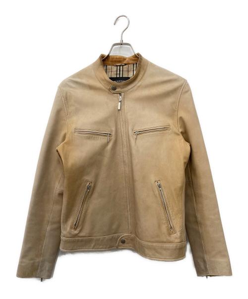 BURBERRY BLACK LABEL（バーバリーブラックレーベル）BURBERRY BLACK LABEL (バーバリーブラックレーベル) 裏ノヴァチェックシープスキンシングルライダースジャケット ベージュ サイズ:Lの古着・服飾アイテム