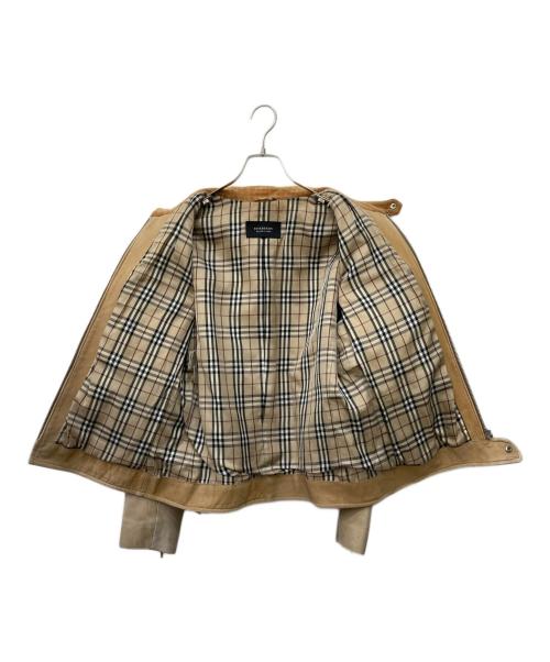 BURBERRY BLACK LABEL（バーバリーブラックレーベル）BURBERRY BLACK LABEL (バーバリーブラックレーベル) 裏ノヴァチェックシープスキンシングルライダースジャケット ベージュ サイズ:Lの古着・服飾アイテム