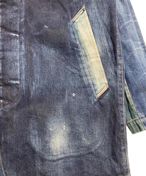 ETERNAL（エターナル）ETERNAL (エターナル) クレイジー切替リアルユーズド加工ハーフコート インディゴ サイズ:LLの古着・服飾アイテム