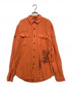 POLO RALPH LAURENポロ・ラルフローレン）の古着「リネン混プリントシャツ」｜オレンジ