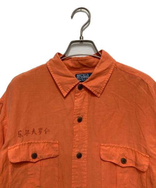 POLO RALPH LAUREN（ポロ・ラルフローレン）POLO RALPH LAUREN (ポロ・ラルフローレン) リネン混プリントシャツ オレンジ サイズ:Lの古着・服飾アイテム