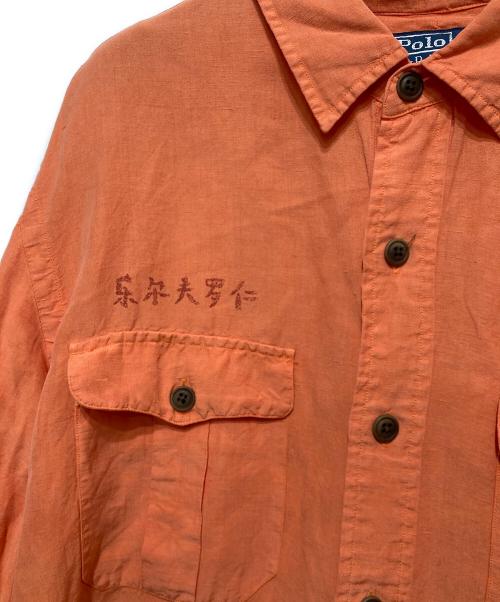 POLO RALPH LAUREN（ポロ・ラルフローレン）POLO RALPH LAUREN (ポロ・ラルフローレン) リネン混プリントシャツ オレンジ サイズ:Lの古着・服飾アイテム