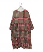 ICHI Antiquitesイチアンティークス）の古着「ウールガーゼタータンチェックワンピース」｜ブラウン