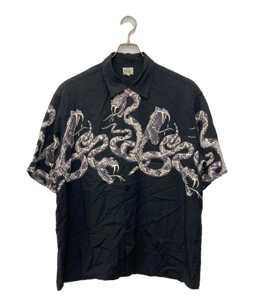 gold（ゴールド）gold (ゴールド) “MONOTONE RATTLE SNAKE” OPEN SHIRT ブラック サイズ:Ｌの古着・服飾アイテム