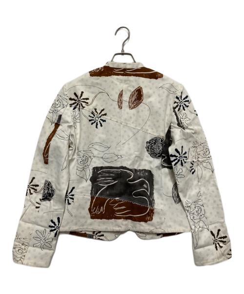 ISSEY MIYAKE（イッセイミヤケ）ISSEY MIYAKE (イッセイミヤケ) ペイントマオカラージャケット ホワイト×ブラウン サイズ:Mの古着・服飾アイテム