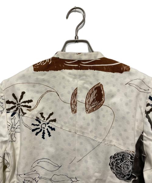 ISSEY MIYAKE（イッセイミヤケ）ISSEY MIYAKE (イッセイミヤケ) ペイントマオカラージャケット ホワイト×ブラウン サイズ:Mの古着・服飾アイテム