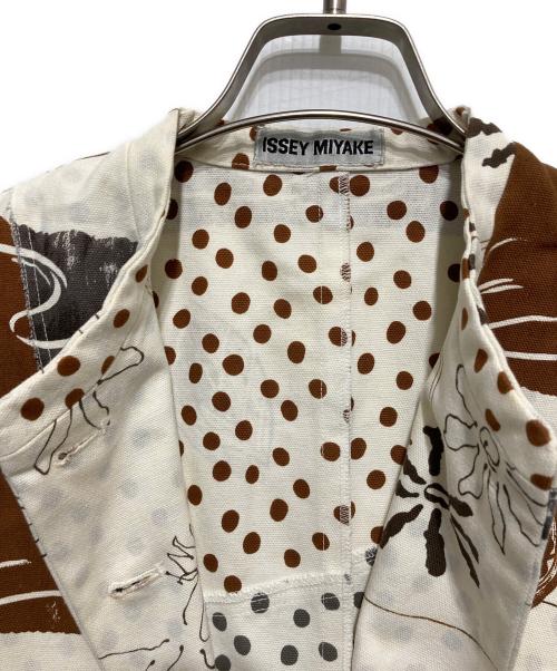 ISSEY MIYAKE（イッセイミヤケ）ISSEY MIYAKE (イッセイミヤケ) ペイントマオカラージャケット ホワイト×ブラウン サイズ:Mの古着・服飾アイテム