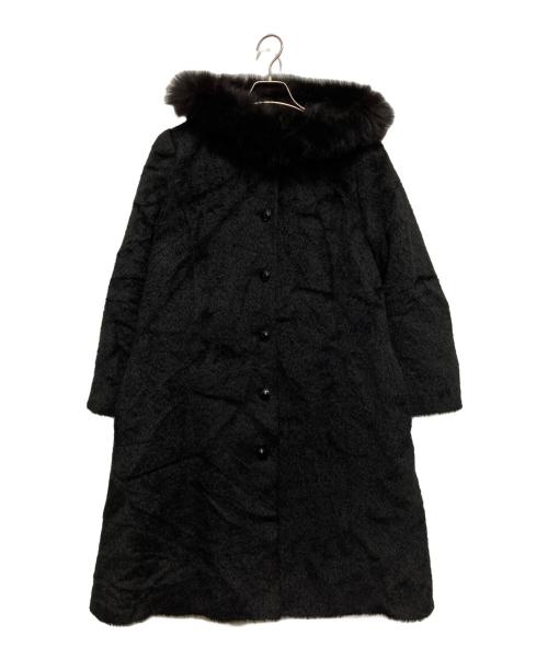 Leilian（レリアン）LEILIAN (レリアン) フォックスファーアルパカ混Aラインコート ブラック サイズ:SIZE 11の古着・服飾アイテム