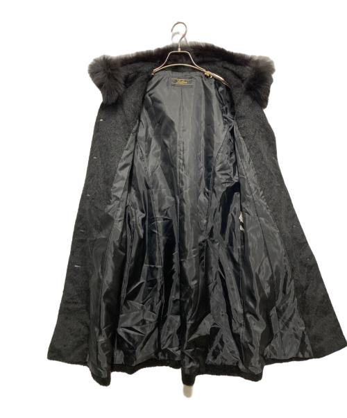 Leilian（レリアン）LEILIAN (レリアン) フォックスファーアルパカ混Aラインコート ブラック サイズ:SIZE 11の古着・服飾アイテム