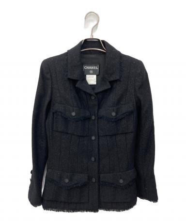 中古・古着通販】CHANEL (シャネル) ラメツイードジャケット ブラック