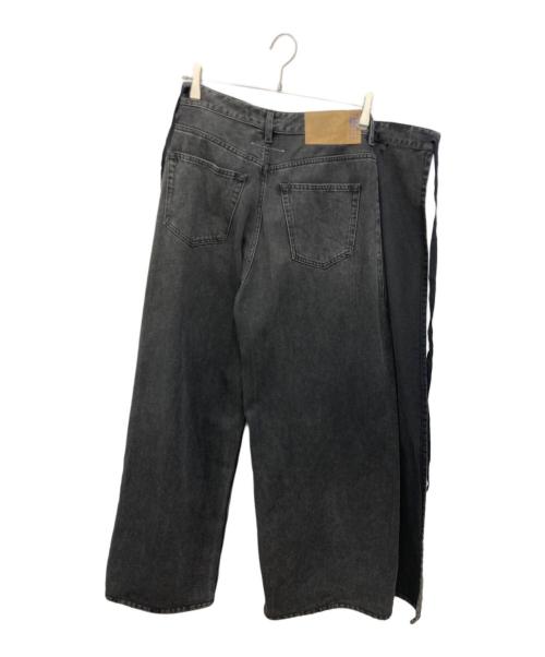 MM6 Maison Margiela（エムエムシックスメゾンマルジェラ）MM6 Maison Margiela (エムエムシックスメゾンマルジェラ) アシンメトリー ワイドレッグ 5ポケット ジーンズ グレー サイズ:SIZE 28の古着・服飾アイテム