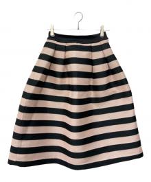 Sov.（ソブ）の古着「長高密度ジャガードボーダースカート」｜ブラック×ピンク