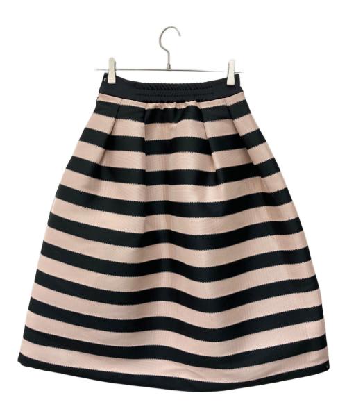 Sov.（ソブ）Sov. (ソブ) 長高密度ジャガードボーダースカート ブラック×ピンク サイズ:36の古着・服飾アイテム