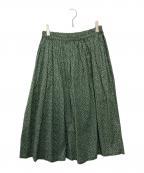 homspunホームスパン）の古着「キャラコ小花プリントギャザースカート」｜グリーン