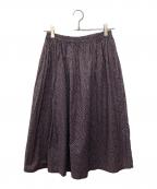 homspunホームスパン）の古着「キャラコ小花プリントギャザースカート」｜ネイビー