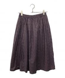 homspun（ホームスパン）の古着「キャラコ小花プリントギャザースカート」｜ネイビー