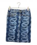 hystericsヒステリックス）の古着「SNAKE PRINT DENIM MINI SKIRT」｜ブルー