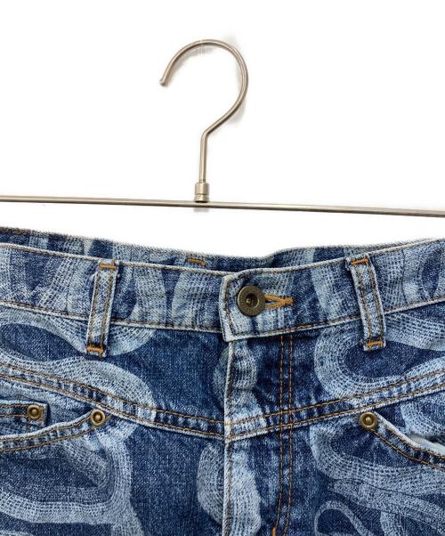 hysterics（ヒステリックス）hysterics (ヒステリックス) SNAKE PRINT DENIM MINI SKIRT ブルー サイズ:Mの古着・服飾アイテム