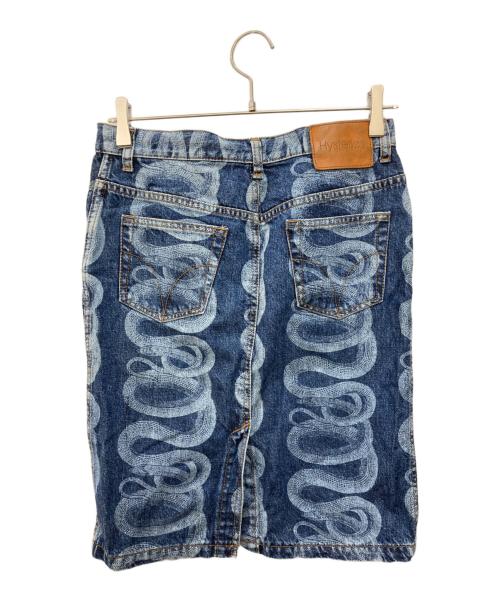 hysterics（ヒステリックス）hysterics (ヒステリックス) SNAKE PRINT DENIM MINI SKIRT ブルー サイズ:Mの古着・服飾アイテム