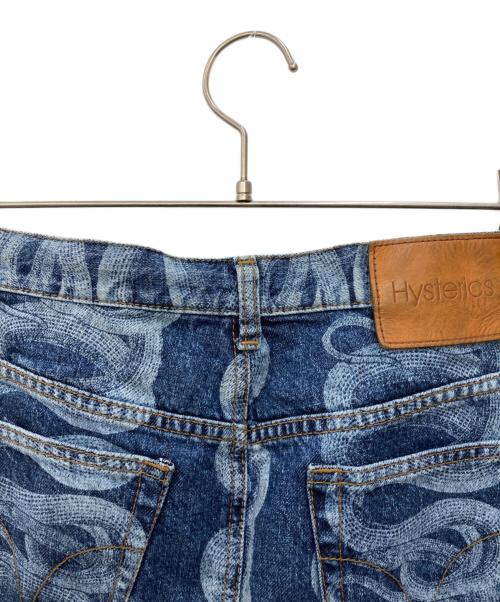 hysterics（ヒステリックス）hysterics (ヒステリックス) SNAKE PRINT DENIM MINI SKIRT ブルー サイズ:Mの古着・服飾アイテム