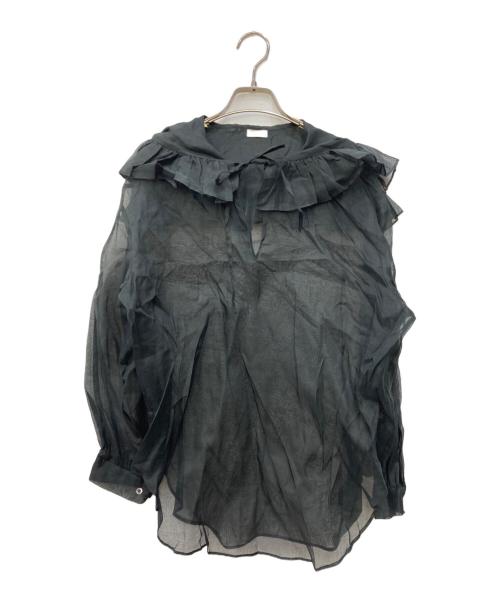 Heriter（エリテ）Heriter (エリテ) フリルカラーブラウス ブラック サイズ:Mの古着・服飾アイテム