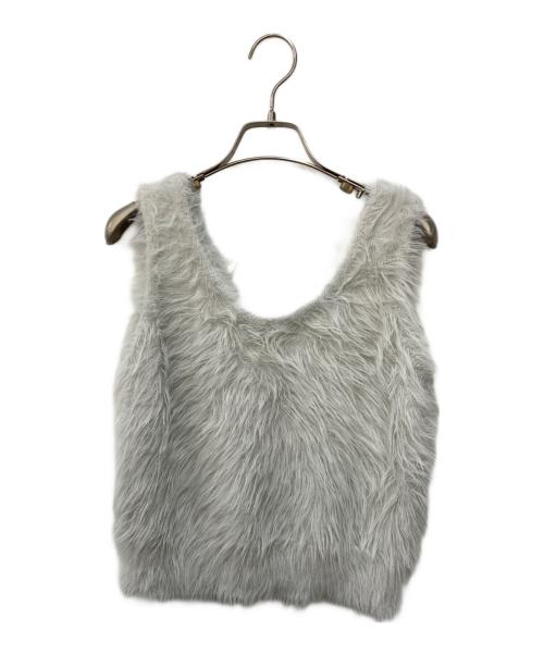 La boutique BonBon（ラブティックボンボン）La boutique BonBon (ラブティックボンボン) ロングフェザー前後2WAYニットベスト グレー サイズ:FREE 未使用品の古着・服飾アイテム