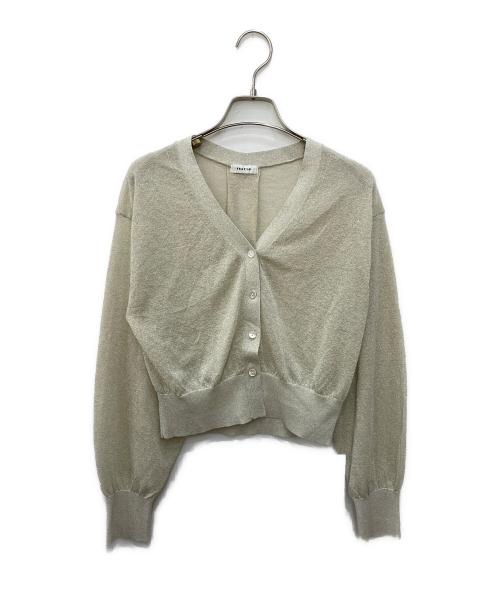 FRAY ID（フレイ アイディー）FRAY ID (フレイ アイディー) LUNARシアーラメVネックカーディガン ベージュ サイズ:FREEの古着・服飾アイテム