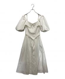 HER LIP TO（ハーリップトゥ）の古着「Papillon Stripe Shirt Dress　パピヨン・ストライプ・シャツ・ドレス」｜ホワイト