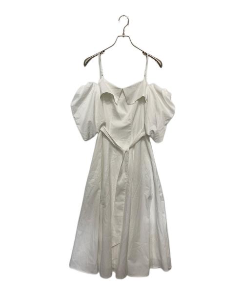HER LIP TO（ハーリップトゥ）Her lip to (ハーリップトゥ) Papillon Stripe Shirt Dress　パピヨン・ストライプ・シャツ・ドレス ホワイト サイズ:Ⅿの古着・服飾アイテム