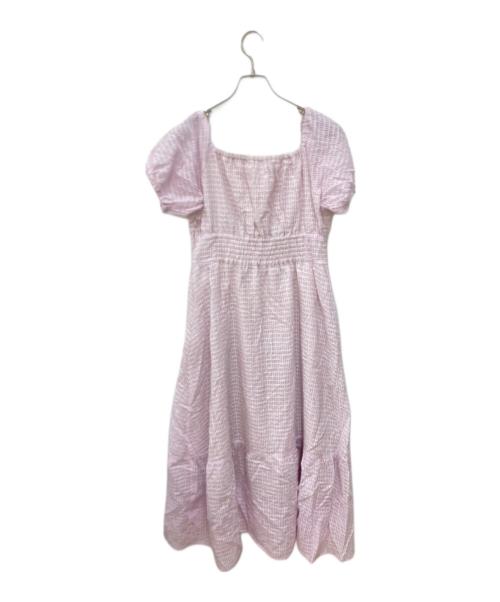 La boutique BonBon（ラブティックボンボン）La boutique BonBon (ラブティックボンボン) シアーチェックパフスリーブワンピース ピンク サイズ:38の古着・服飾アイテム