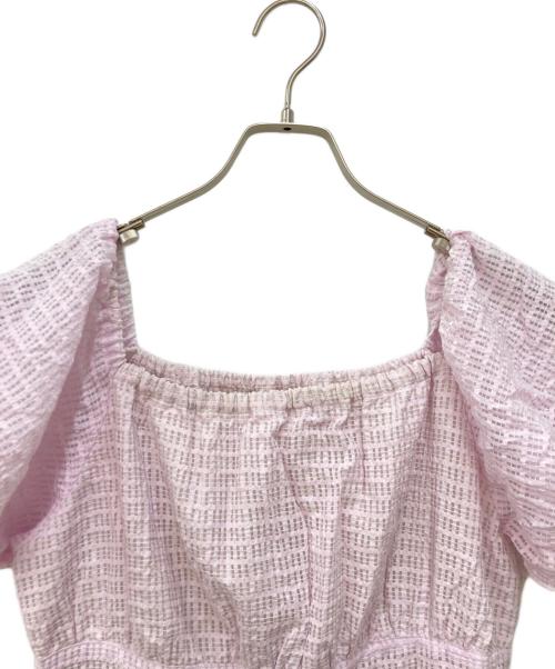 La boutique BonBon（ラブティックボンボン）La boutique BonBon (ラブティックボンボン) シアーチェックパフスリーブワンピース ピンク サイズ:38の古着・服飾アイテム