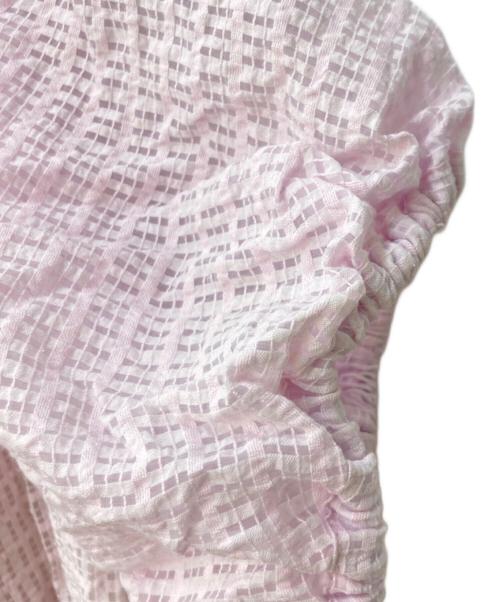 La boutique BonBon（ラブティックボンボン）La boutique BonBon (ラブティックボンボン) シアーチェックパフスリーブワンピース ピンク サイズ:38の古着・服飾アイテム