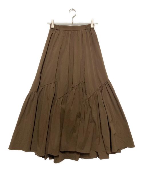 allureville（アルアバイル）allureville (アルアバイル) バイヤス切替ギャザーSK A ブラウン サイズ:SIZE 1の古着・服飾アイテム