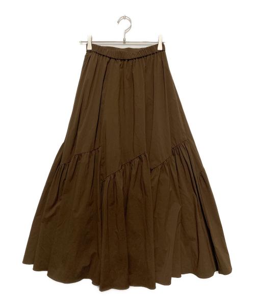 allureville（アルアバイル）allureville (アルアバイル) バイヤス切替ギャザーSK A ブラウン サイズ:SIZE 1の古着・服飾アイテム