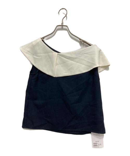 La boutique BonBon（ラブティックボンボン）La boutique BonBon (ラブティックボンボン) アシメビッグカラーブラウス ネイビー サイズ:F 未使用品の古着・服飾アイテム