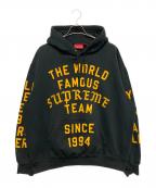 SUPREMEシュプリーム）の古着「Team Flocked Hooded Sweatshirt」｜ブラック