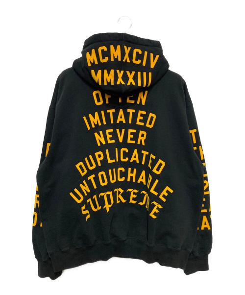 SUPREME（シュプリーム）SUPREME (シュプリーム) Team Flocked Hooded Sweatshirt ブラック サイズ:XLの古着・服飾アイテム