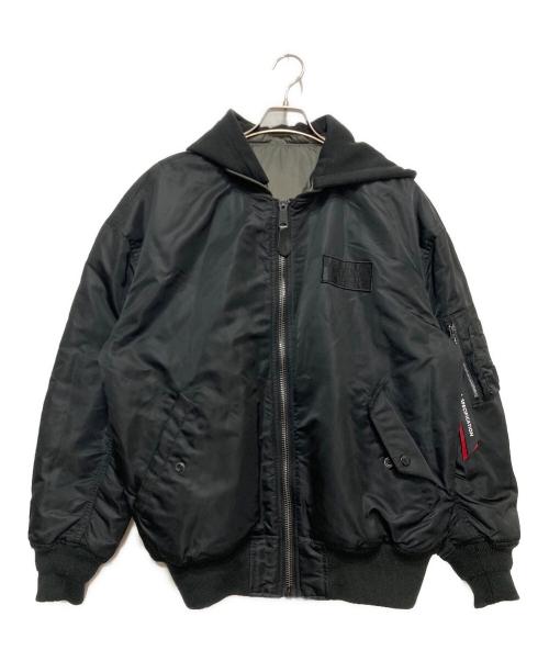 ALPHA（アルファ）ALPHA (アルファ) 3way リバーシブル フライトジャケット ブラック サイズ:Lの古着・服飾アイテム