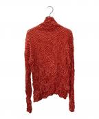 ISSEY MIYAKEイッセイミヤケ）の古着「ドットプリントタートルネックカットソー」｜レッド×ホワイト
