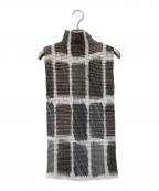 ISSEY MIYAKEイッセイミヤケ）の古着「スクxゼアプリントノースリーブブラウス」｜ホワイト×グレー