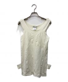 ISSEY MIYAKE（イッセイミヤケ）の古着「ジャガードノースリーブカットソー」｜ホワイト