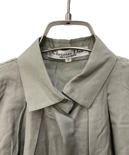 Christian Dior（クリスチャン ディオール）Christian Dior (クリスチャン ディオール) ギャザースリーブシルクシャツ グレー サイズ:Sの古着・服飾アイテム