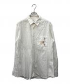 PAUL SMITHポールスミス）の古着「マルチストライプ刺繍シャツ」｜ホワイト