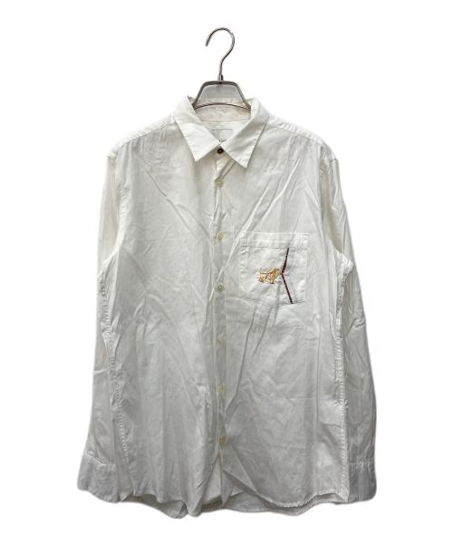 PAUL SMITH（ポールスミス）Paul Smith (ポールスミス) マルチストライプ刺繍シャツ ホワイト サイズ:Mの古着・服飾アイテム