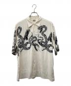 goldゴールド）の古着「MONOTONE RATTLE SNAKE” OPEN SHIRT GOLD」｜ホワイト