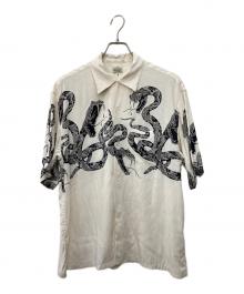 gold（ゴールド）の古着「MONOTONE RATTLE SNAKE” OPEN SHIRT GOLD」｜ホワイト
