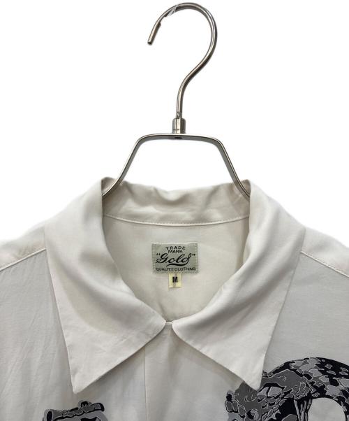 gold（ゴールド）gold (ゴールド) MONOTONE RATTLE SNAKE” OPEN SHIRT GOLD ホワイト サイズ:Mの古着・服飾アイテム