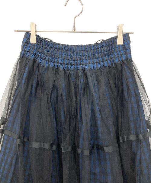 MAISON SPECIAL（メゾンスペシャル）MAISON SPECIAL (メゾンスペシャル) 2way Tulle Layered Plaid Pattern Volume Silhouette Skirt ネイビー サイズ:38の古着・服飾アイテム