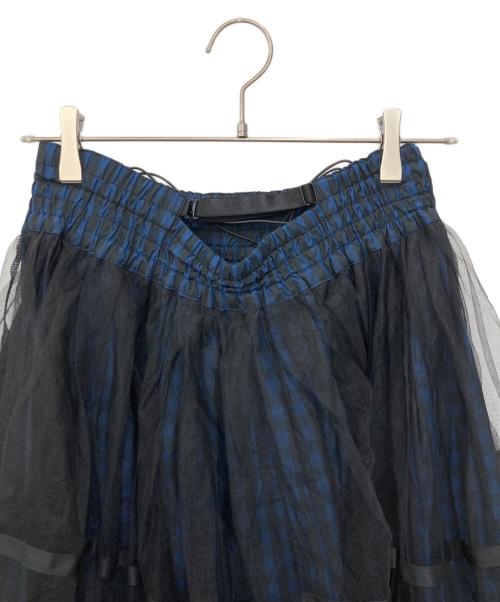 MAISON SPECIAL（メゾンスペシャル）MAISON SPECIAL (メゾンスペシャル) 2way Tulle Layered Plaid Pattern Volume Silhouette Skirt ネイビー サイズ:38の古着・服飾アイテム